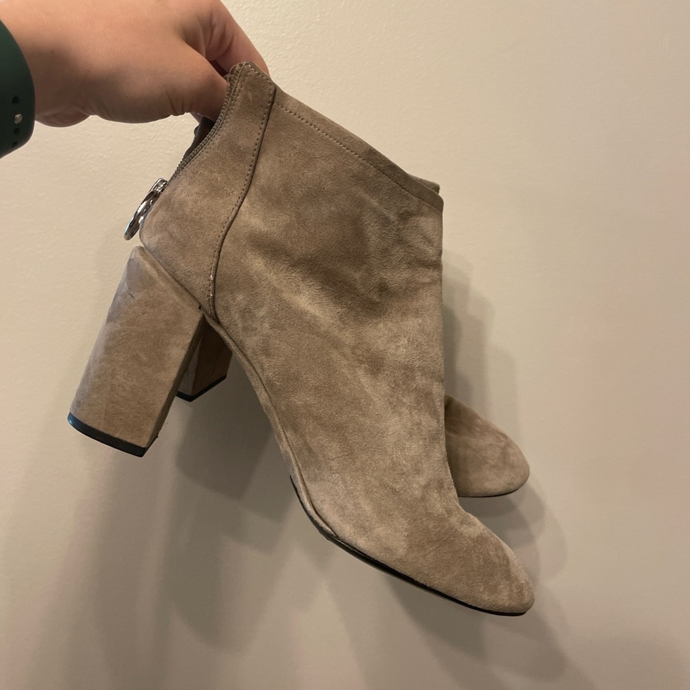 Tan suede Nadia booties